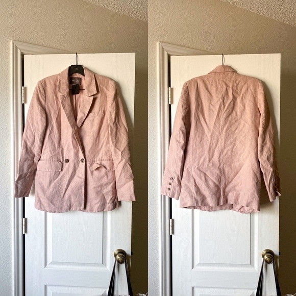 Reformation Blazer Verano Linen Pockets Double-Breasted Notched Serenade M GUC - Picture 1 of 6